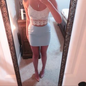 VINTAGE baby blue mini skirt